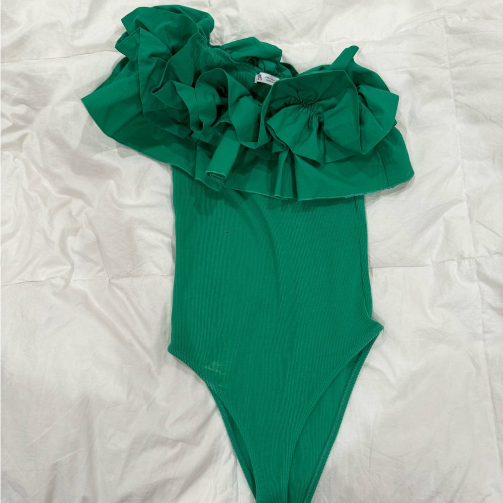 Zara Green Ruffled Bodysuit